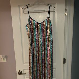 Anthropologie sequined long cocktail dress. Fun!